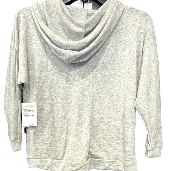 New Nordstroms B.P. Light Weight Heather Gray 3/4 Sleeve Shirt with Hood XS - Picture 8 of 10
